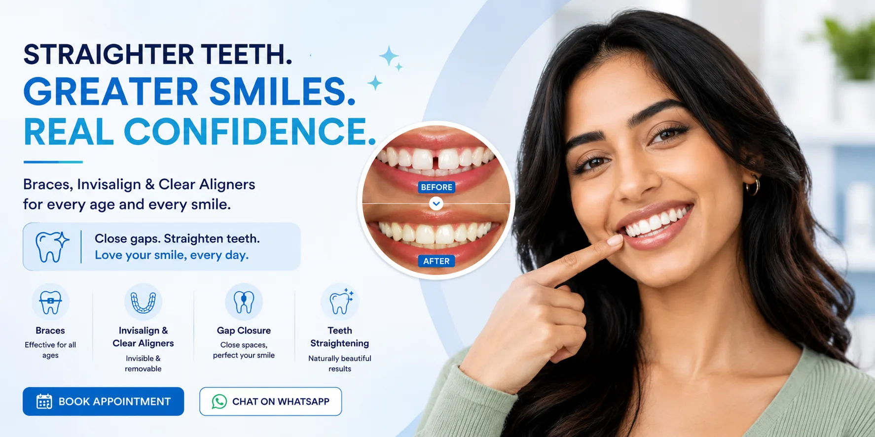Teen patient smiling with braces for teeth straightening treatment